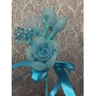 Turquoise Organza Flower with Acrylic Flowers
